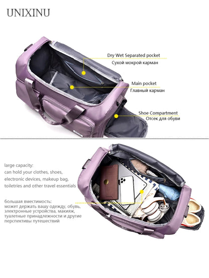 Bags with Shoe Compartment Sports Fitness Bags for WomenD